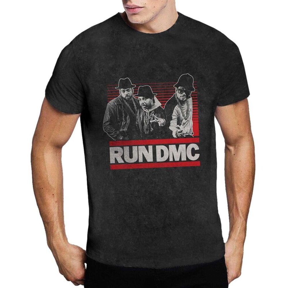 Run DMC Unisex Adult Gradient Bars T-Shirt / Black